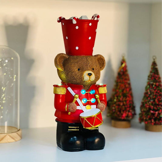 Urso Decorativo Soldadinho Com LED - 30cm