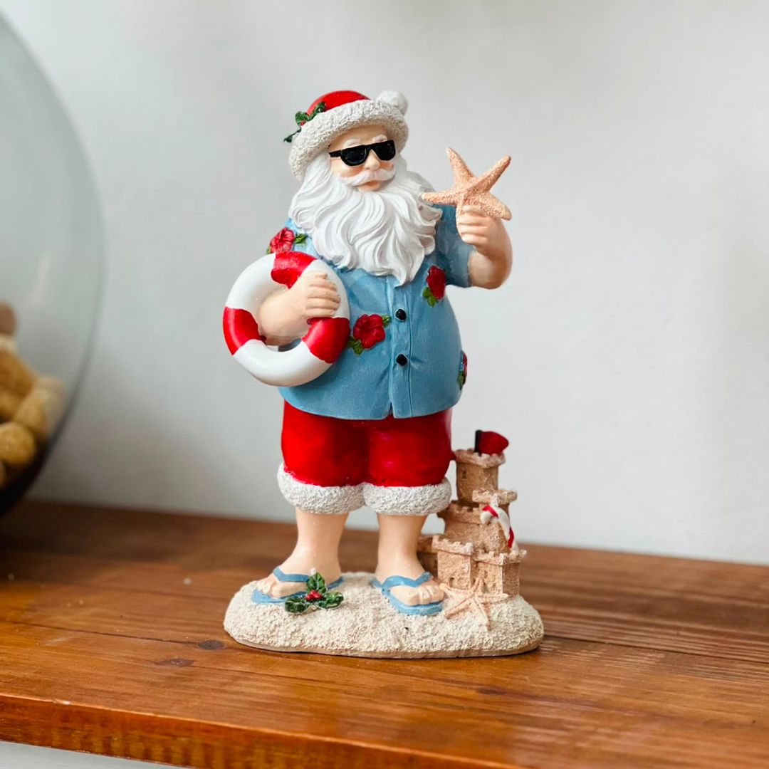 Papai Noel na Praia em Resina - 24,5 cm