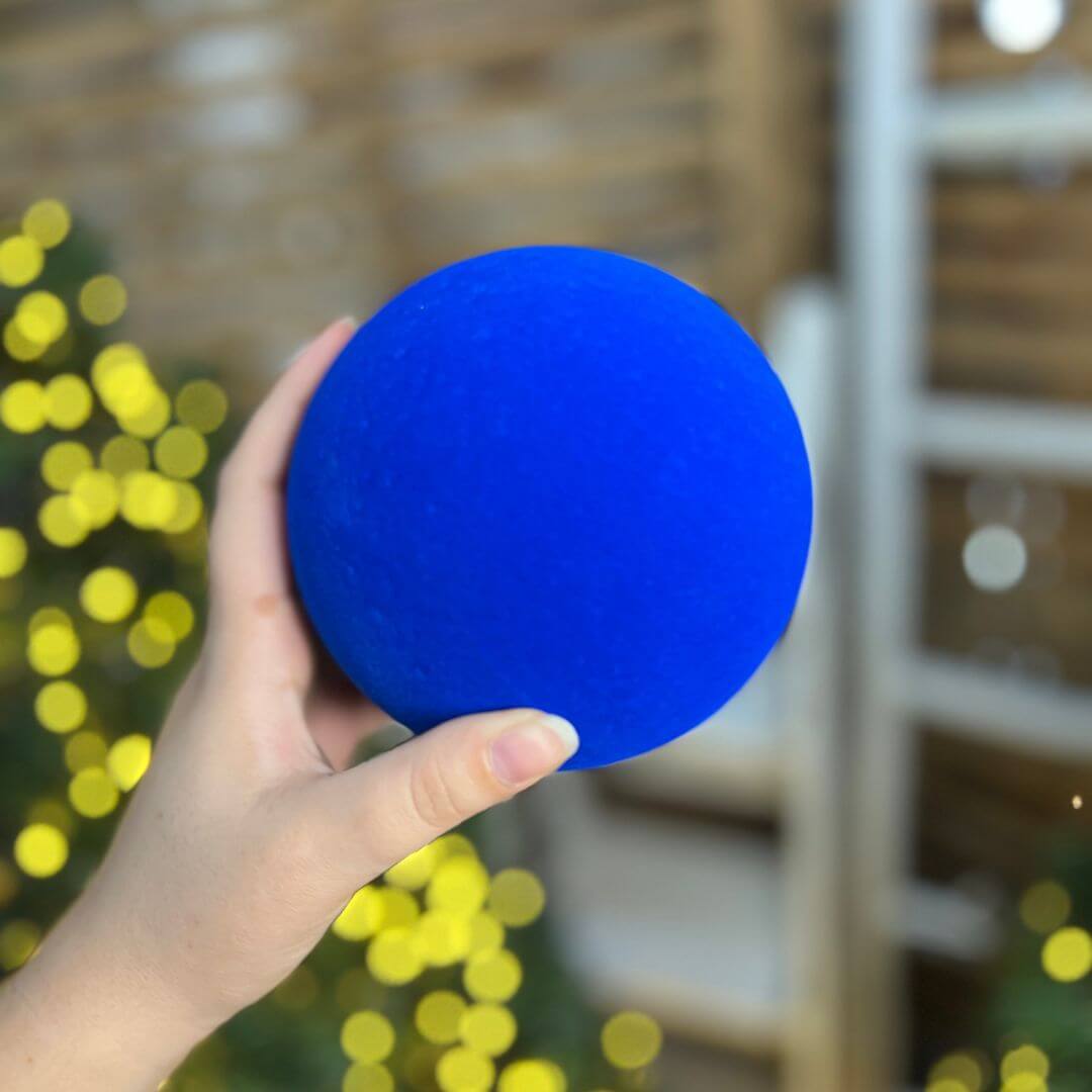 Bola Natalina de Veludo Azul – 12cm