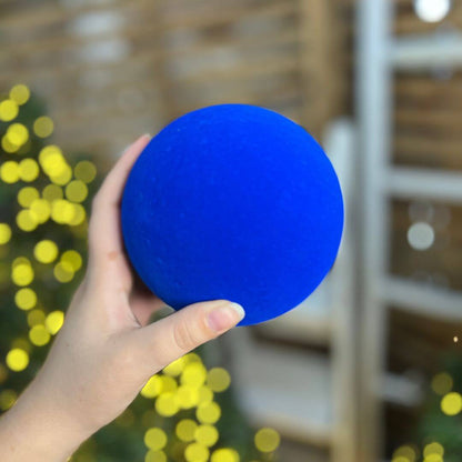 Bola Natalina de Veludo Azul – 12cm