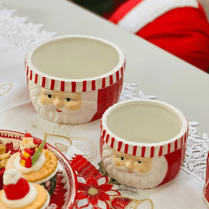 Bowl Cachepot Natalino Papai Noel de Cerâmica 17,3x17,8,5cm