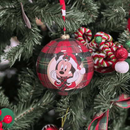 Jogo 2 Bolas Natalinas Mickey e Minnie Xadrez 12cm