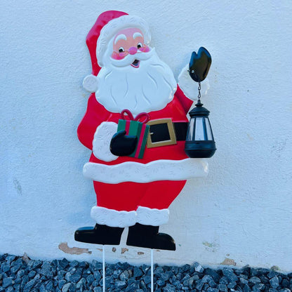 Enfeite de Metal Estaca Papai Noel com LED Solar – 75,5cm