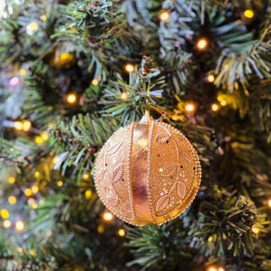 Bola Decorada 10cm Jg/2 Pc Dourado