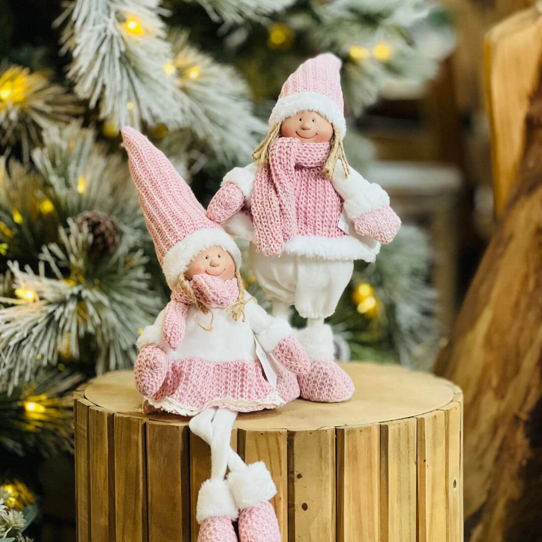 Boneca Rosa e Branco Em Pé 45cm