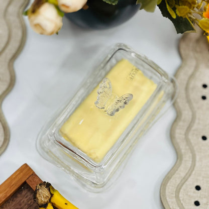 Manteigueira de Vidro Com Tampa Butterfly - 17x10,5x10cm