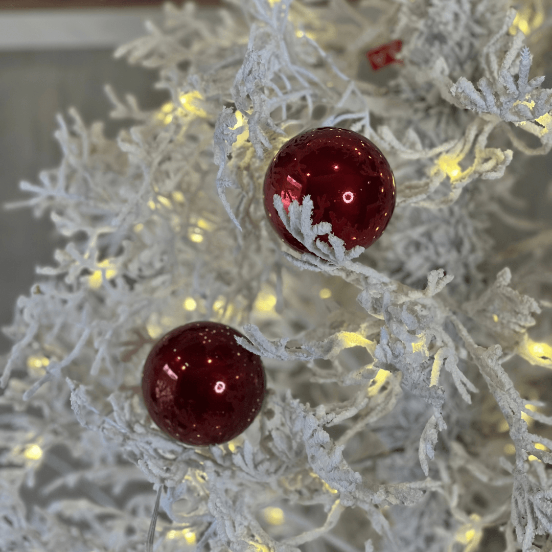 Bola de Natal em Tubo Perolada Vermelho 8cm | Jogo com 6 Peças