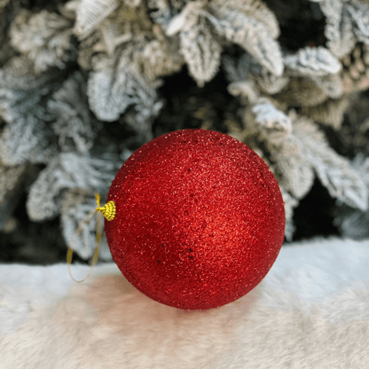 Bola Natalina Vermelha Glitter 15cm - 1un