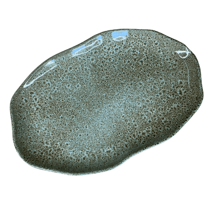 Trav Oval Rasa M Bio Croco Verde de Cerâmica 30x20cm