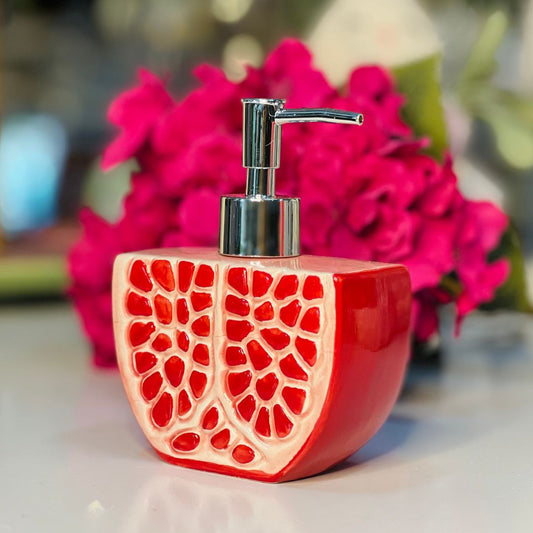Porta Sabonete Líquido de Ceramica Romã - 11,5x5,3x14,7cm