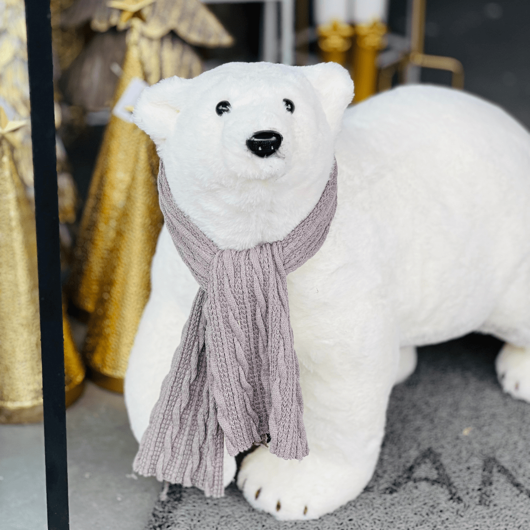 Urso Polar Natalino Com Cachecol 53x50x25cm