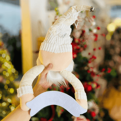 Papai Noel para Pendurar Branco e Prata de Pelúcia 60x30cm