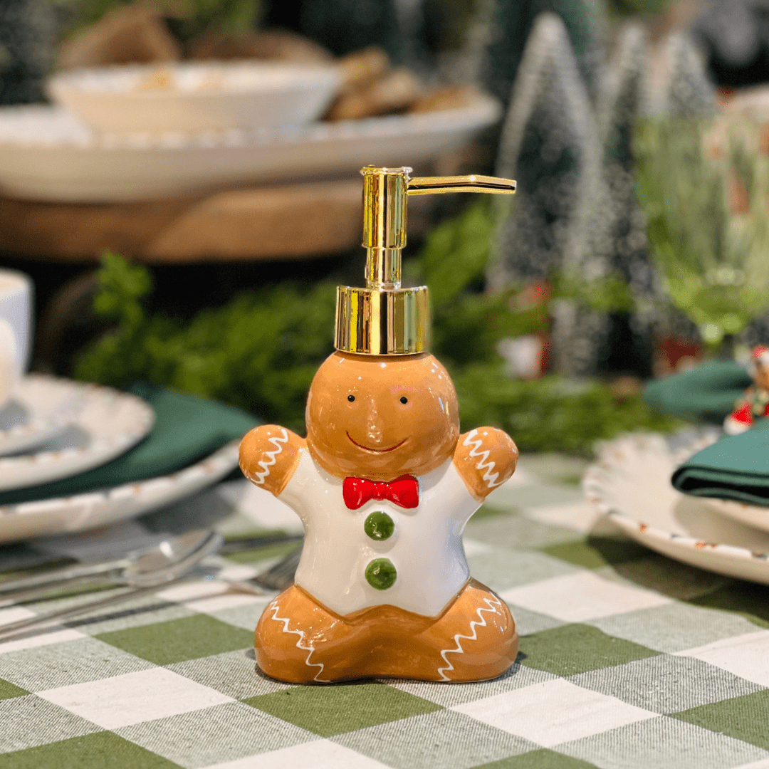 Saboneteira Natalina de Cerâmica Gingerbread 190ml 17cm