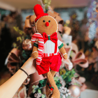 Gingerbread Natalino Menino Com Cartola Sentado de Pelúcia 48cm