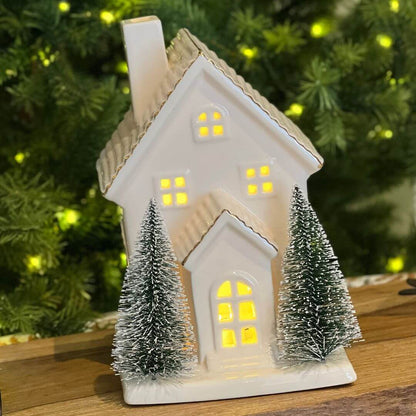 Escultura Casa Decorativa com LED – 21cm