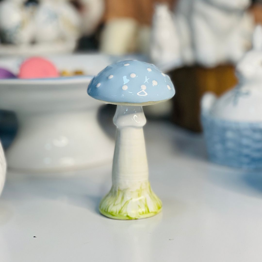 Mini Cogumelo Azul Pastel - 14,5cm
