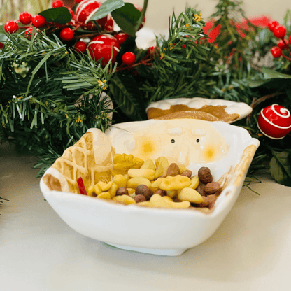 Travessa Natalina Quebra Nozes Gingerbread de Cerâmica 24x16x7cm