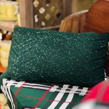 Almofada Tricot Maxi Chevron Verde Com Lurex 35x55cm