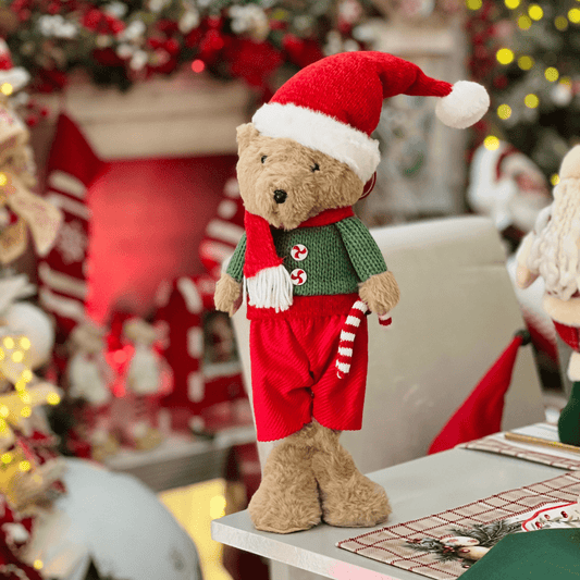 Urso Natalino Em Pé Candy Cane 39cm