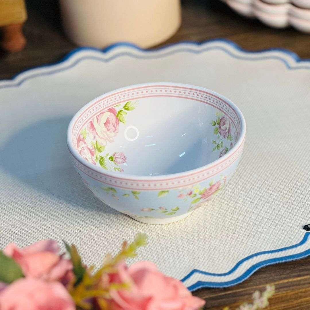 Bowl Azul Com Rosas Vó Dulce - 13,5