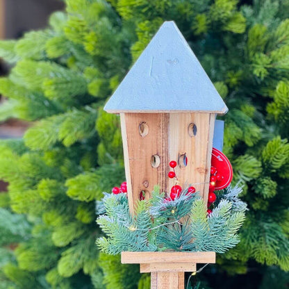 Poste Decorativo com Arranjo de Azevinho e LED – 1,2m