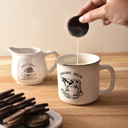 Caneca de Porcelana Creamy Milk Branca e Preta - 260ml