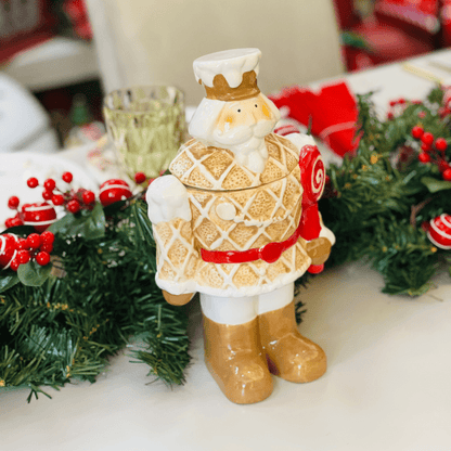 Pote Natalino Em Formato de Quebra Nozes Gingerbread de Cerâmica 29cm