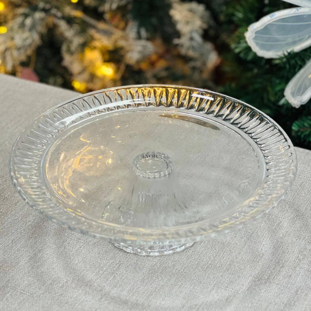 Prato para Bolo de Cristal de Chumbo Com Pé Radial - 31,5x10cm
