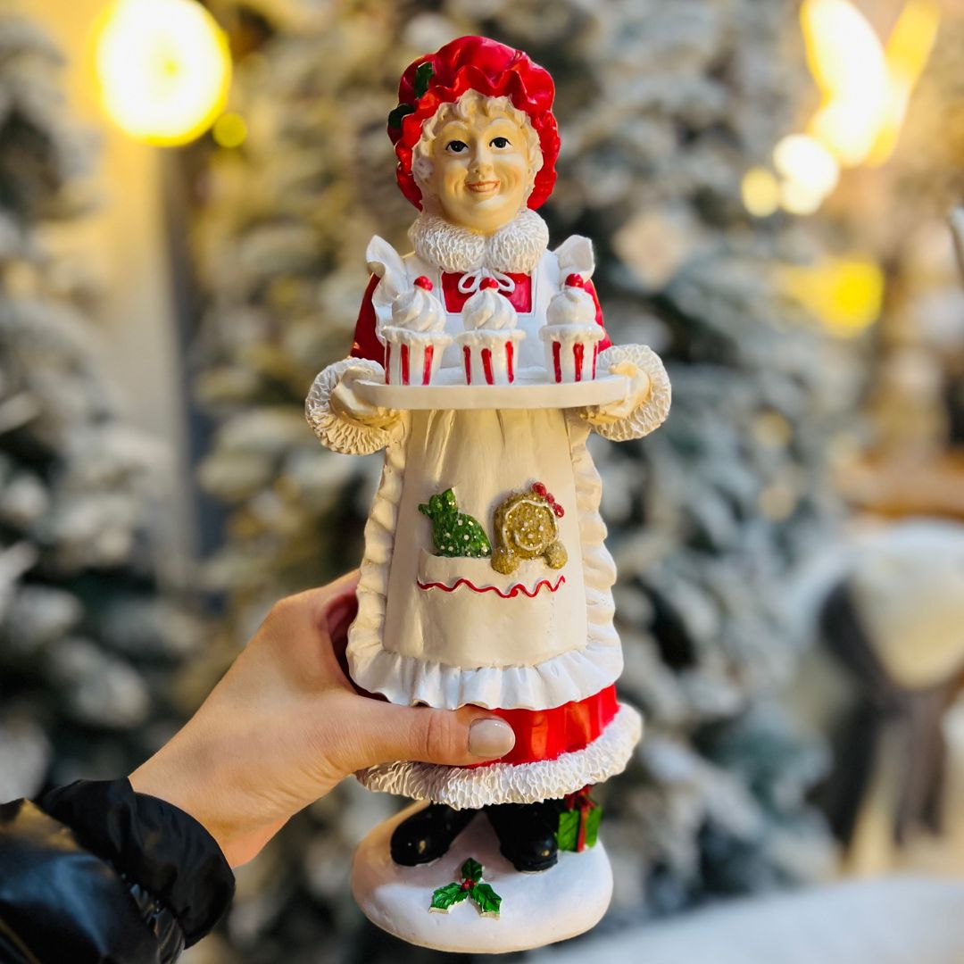 Resina Natal Mamãe Noel Gingerbread - 31x13cm