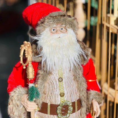 Papai Noel Em Pé Vermelho e Ouro 80cm