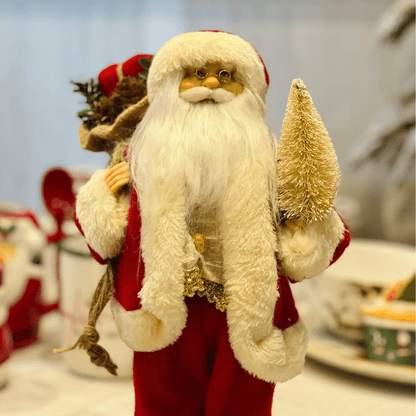 Papai Noel Em Pé Vermelho e Champanhe 30cm