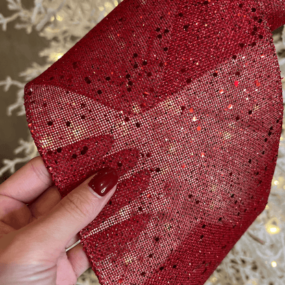 Fita Aramada de Juta com Glitter Vermelha – 15cm
