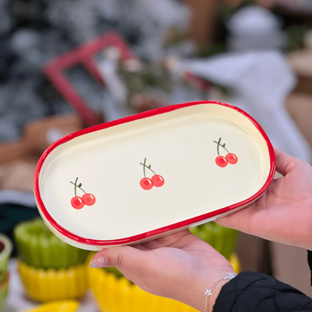 Travessa Oval Cereja P 2x12x23,5cm