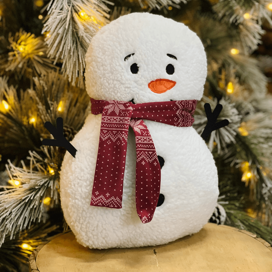Almofada Natalina Boneco de Neve Com Bordado e Aplicação 30x46cm