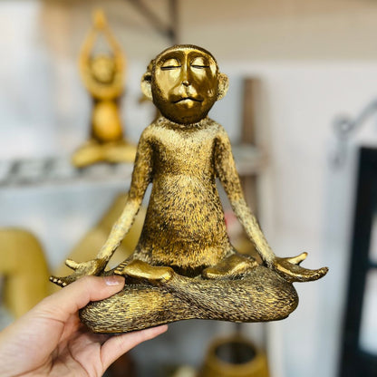 Escultura Macaco Yoga Em Poliresina B - 20cm