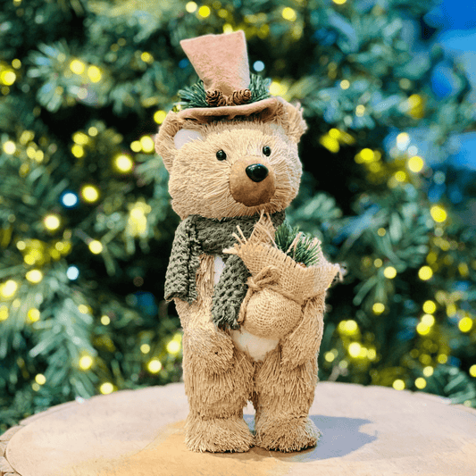 Urso Natalino Com Cartola 30x11cm
