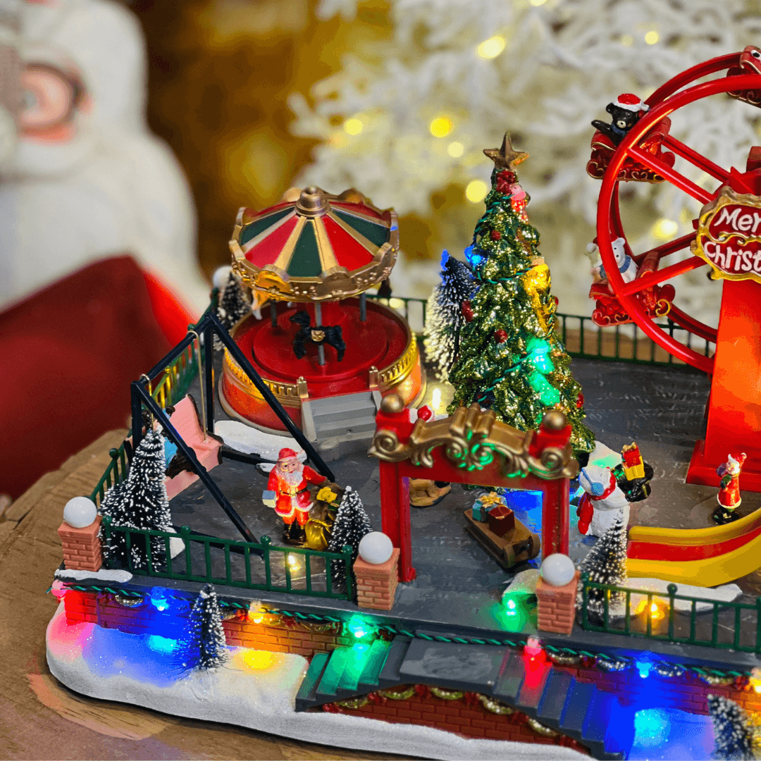 Cenário Natalino Mini Parque de Diversão com LED – 24cm