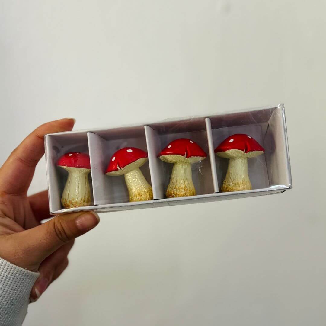 Jogo Cogumelo Decorativo – 4cm com 4 Peças