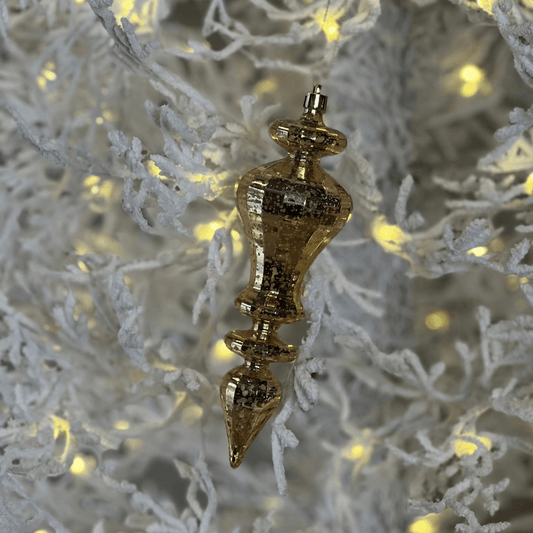 Enfeite Pendente Pino Champanhe, Ouro e Ouro Velho – 20cm | 3 Peças