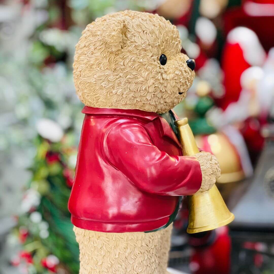 Resina Natal Urso Músico Trombeta - 42xcm25x22