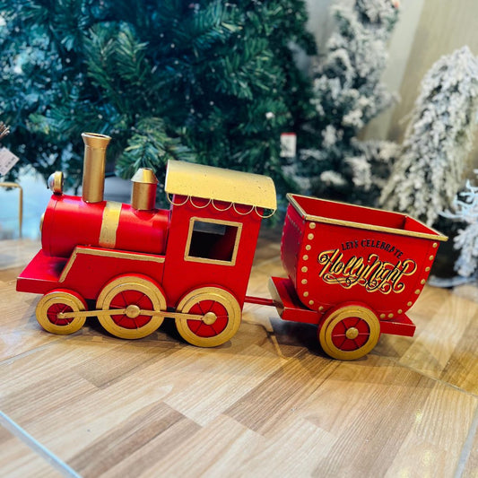Treno Metal 91x38cm Vermelho Dourado