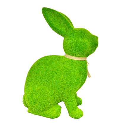 Coelho Musgo Verde De Resina Sentado 33cm