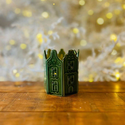 Porta Velas Ceram Casa Vidro 8x7,5x9cm
