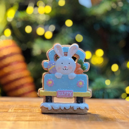 Enfeite de Páscoa Coelhinho no Carro Happy - 11,5x3,5x10cm