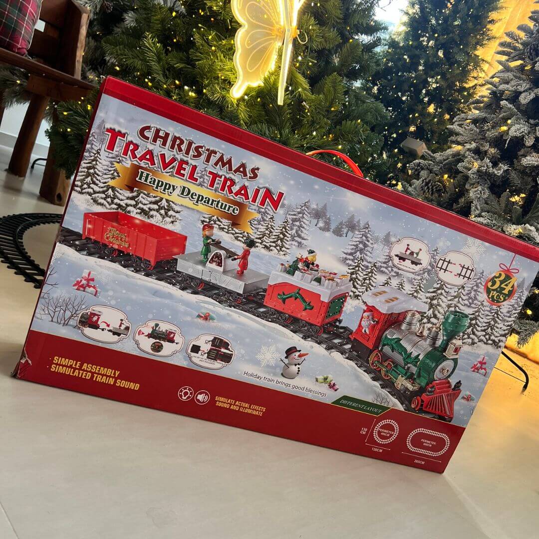 Trem Decorativo Natalino Musical com Boneco, Movimento
