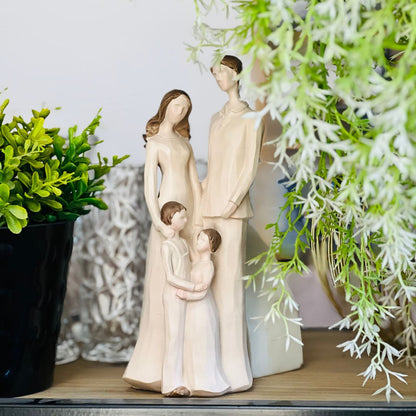 Figura Decorativo Família Com Casal de Crianças - 24cm