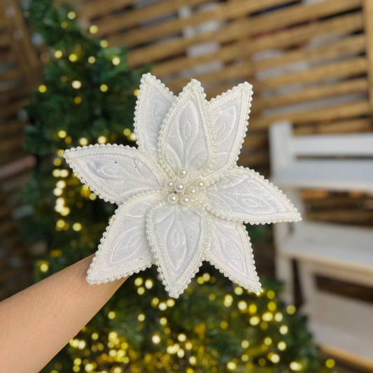Haste Bico de Papagaio Natal Aveludado Branco – 24cm