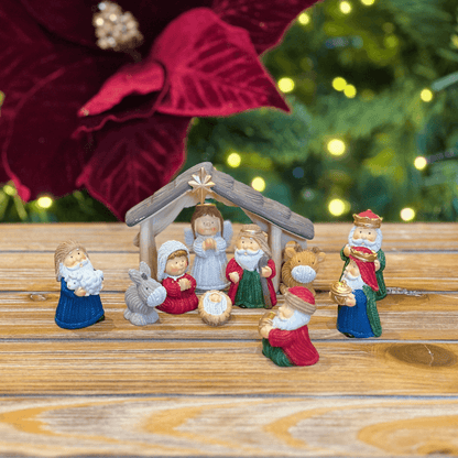 Mini Presépio Natalino de Resina 8cm - 11 Peças