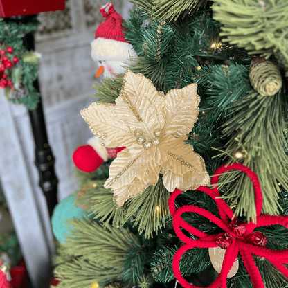 Flor Natalina Poinsetia Dourada 25cm