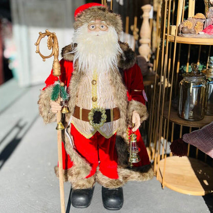 Papai Noel Em Pé Vermelho e Ouro 80cm